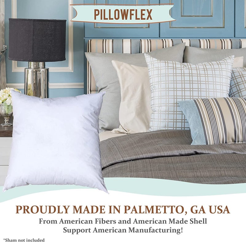 Pillowflex Premium Polyester Throw Pillow Insert - 22x22 - Ultra Soft Square Throw Pillow, Couch Sham, Lumbar, Back, Sofa - Machine Washable - Decorative Accent Form - 1 Soft Pillow - Image 3